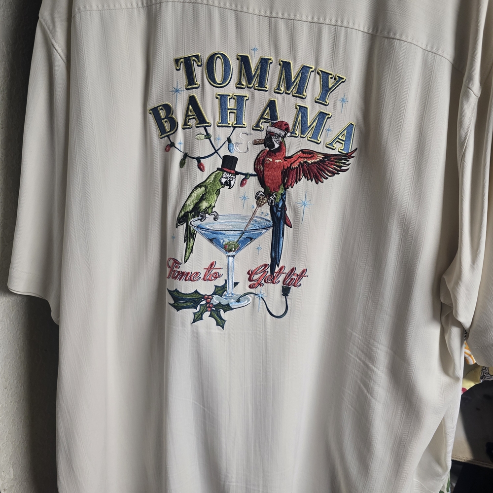 Tommy Bahama Cream Parrot Graphic Men's Shirt